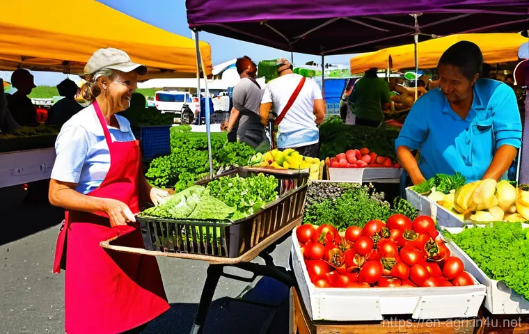 농산물 유통 구조 - **High-Tech Agricultural Distribution Hub**
    An immersive, dynamic interior shot of a massive, br...