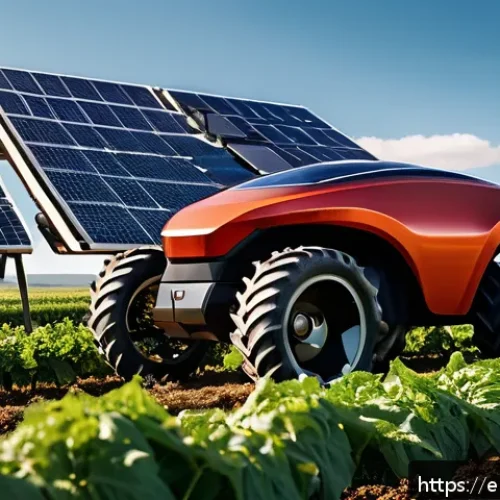 농업 자동 수확 기술 - A cutting-edge robotic harvester navigating an uneven, hilly farm field during golden hour, equipped...